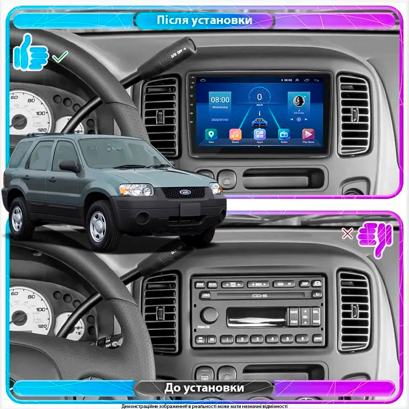 Штатная магнитола Lesko для Ford Escape I 2000-2004 экран 9" 6/128Gb 4G Wi-Fi GPS Top