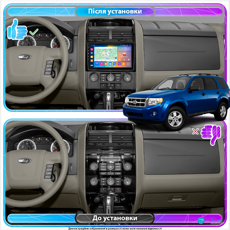 Штатная магнитола Lesko для Ford Escape I Рестайлинг 2 2007-2012 экран 9" 4/64Gb CarPlay 4G Wi-Fi GPS Prime