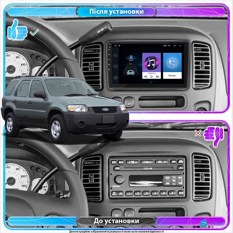 Штатная магнитола Lesko для Ford Escape I Рестайлинг 2004-2007 экран 9" 1/16Gb Wi-Fi GPS Base