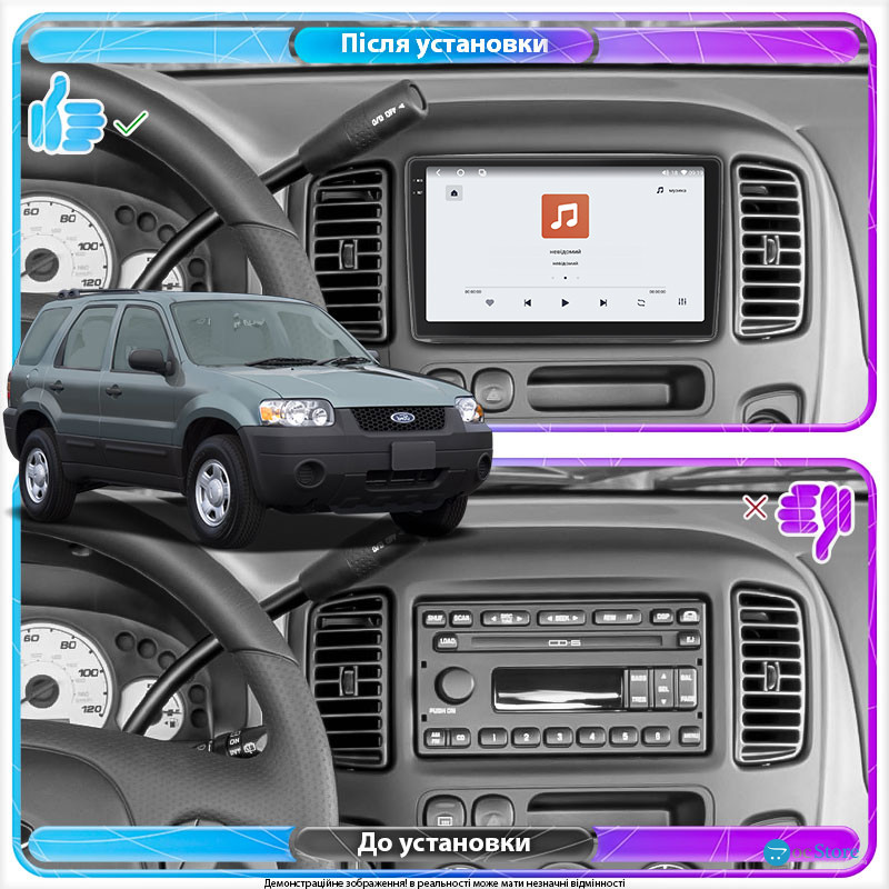 Штатная магнитола Lesko для Ford Escape I Рестайлинг 2004-2007 экран 9" 4/64 QLED CarPlay 4G Wi-Fi GPS 360 Prime