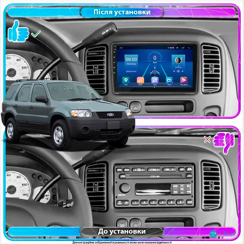 Штатная магнитола Lesko для Ford Escape I Рестайлинг 2004-2007 экран 9" 6/128Gb 4G Wi-Fi GPS Top