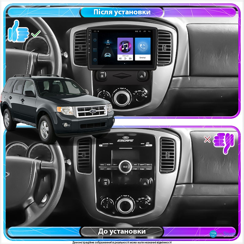 Штатная магнитола Lesko для Ford Escape II 2007-2012 экран 9" 1/16Gb Wi-Fi GPS Base