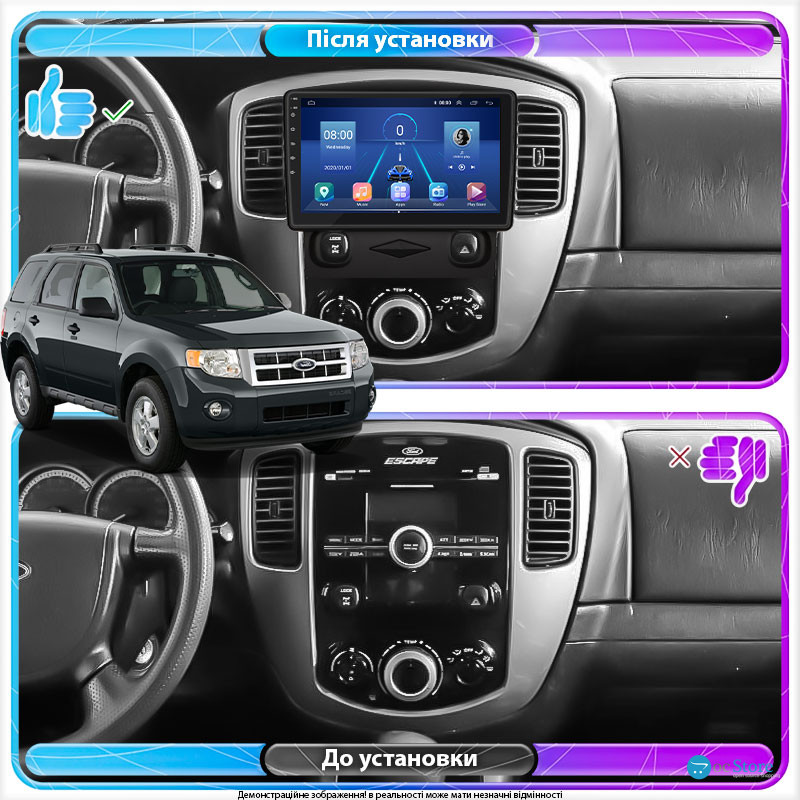 Штатная магнитола Lesko для Ford Escape II 2007-2012 экран 9" 2/32Gb 4G Wi-Fi GPS Top
