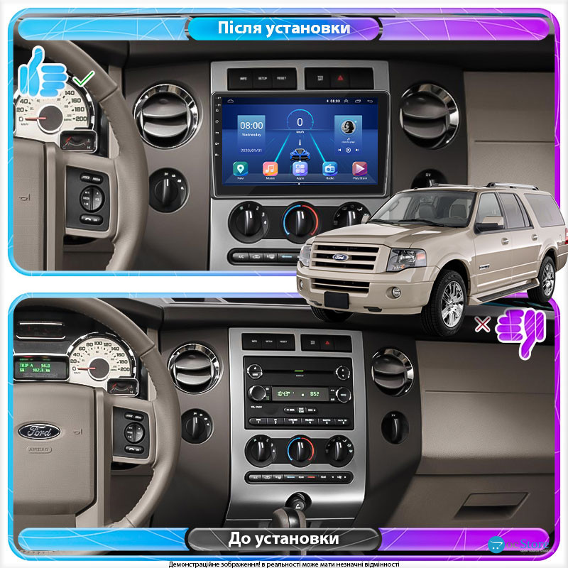 Штатная магнитола Lesko для Ford Expedition III 2006-2014 экран 9" 2/32Gb 4G Wi-Fi GPS Top