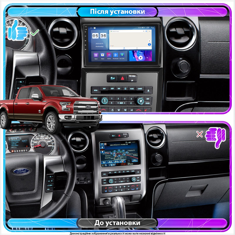 Штатная магнитола Lesko для Ford F-150 XII 2008-2014 экран 9" 2/32Gb CarPlay 4G Wi-Fi GPS Prime