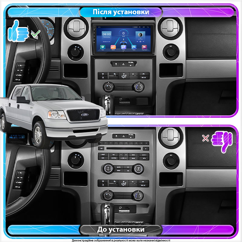 Штатная магнитола Lesko для Ford F-150 XII Auto AC 2008-2014 экран 9" 2/32Gb 4G Wi-Fi GPS Top