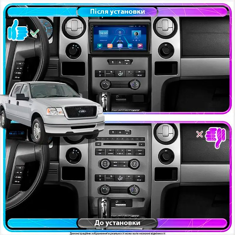 Штатная магнитола Lesko для Ford F-150 XII Auto AC 2008-2014 экран 9" 6/128Gb 4G Wi-Fi GPS Top