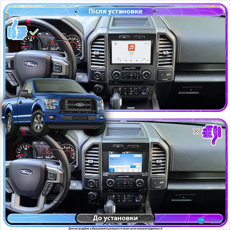 Штатная магнитола Lesko для Ford F-150 XIII Рестайлинг 2017-2020 экран 9" 4/64 QLED CarPlay 4G Wi-Fi GPS 360 Prime
