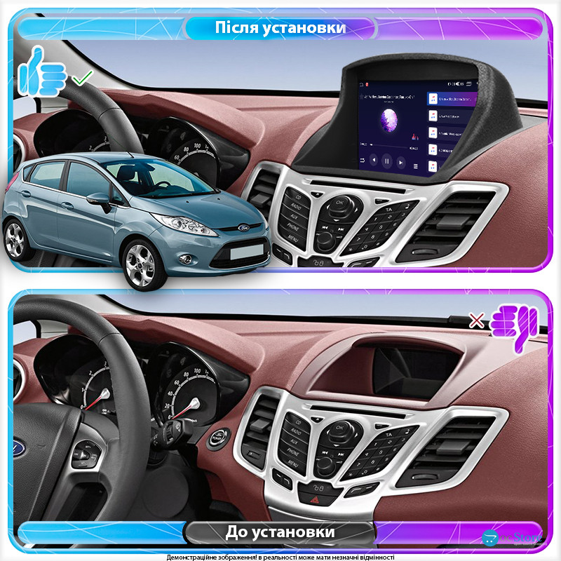 Штатная магнитола Lesko для Ford Fiesta Mk6 2008-2013 экран 9" 1/16Gb Wi-Fi GPS Base