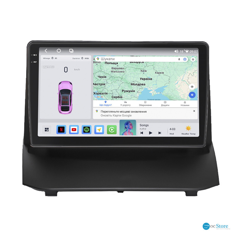 Штатная магнитола Lesko для Ford Fiesta Mk6 Рестайлинг 2012-2019 экран 9" 4/64 QLED CarPlay 4G Wi-Fi GPS 360 Prime