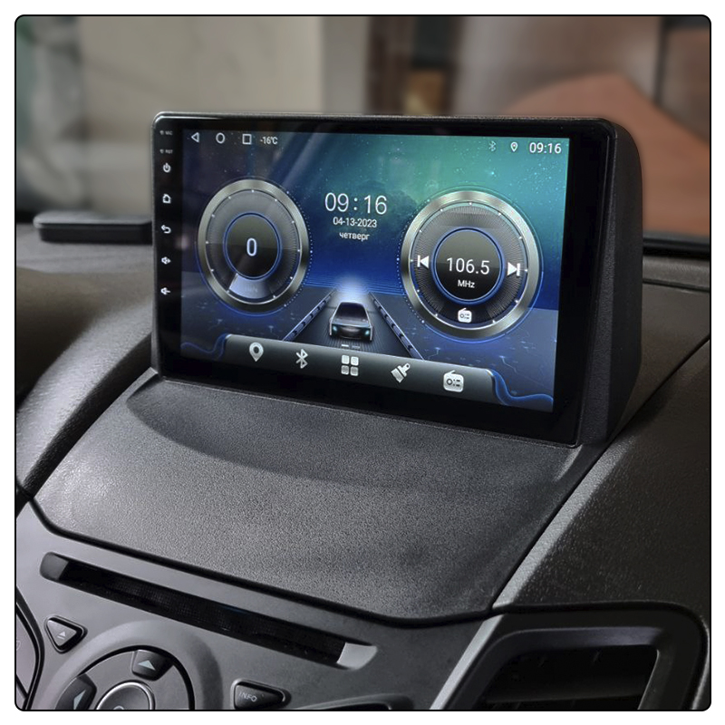 Штатная магнитола Lesko для Ford Fiesta Mk6 Рестайлинг 2012-2019 экран 9" 4/64Gb 4G Wi-Fi GPS Top