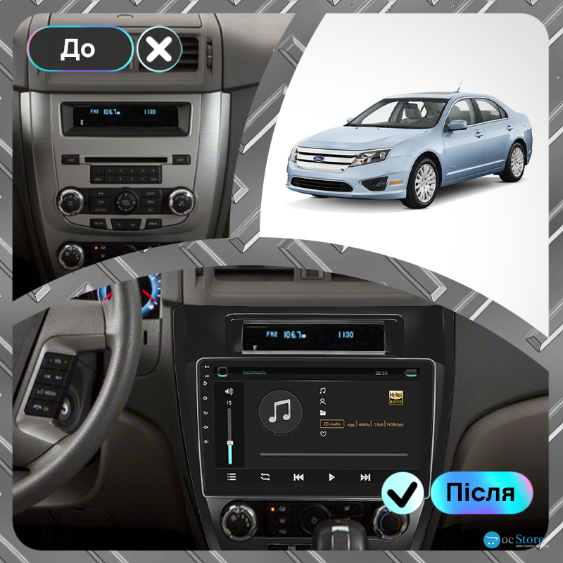 Штатная магнитола Lesko для Ford Fusion (North America) I 2005-2012 экран 10" 2/32Gb Wi-Fi GPS Base