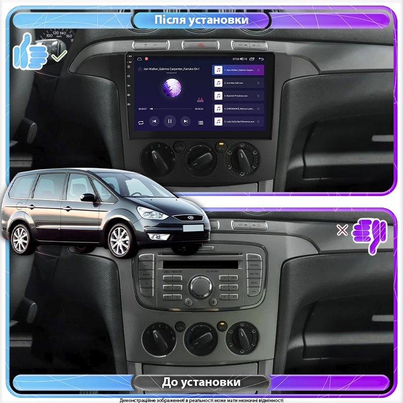 Штатная магнитола Lesko для Ford Galaxy II 2006-2010 экран 9" 2/32Gb CarPlay 4G Wi-Fi GPS Prime