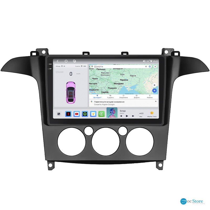 Штатная магнитола Lesko для Ford Galaxy II 2006-2010 экран 9" 4/64 QLED CarPlay 4G Wi-Fi GPS 360 Prime