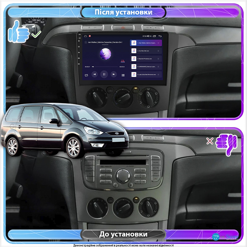 Штатная магнитола Lesko для Ford Galaxy II 2006-2010 экран 9" 4/64Gb 4G Wi-Fi GPS Top