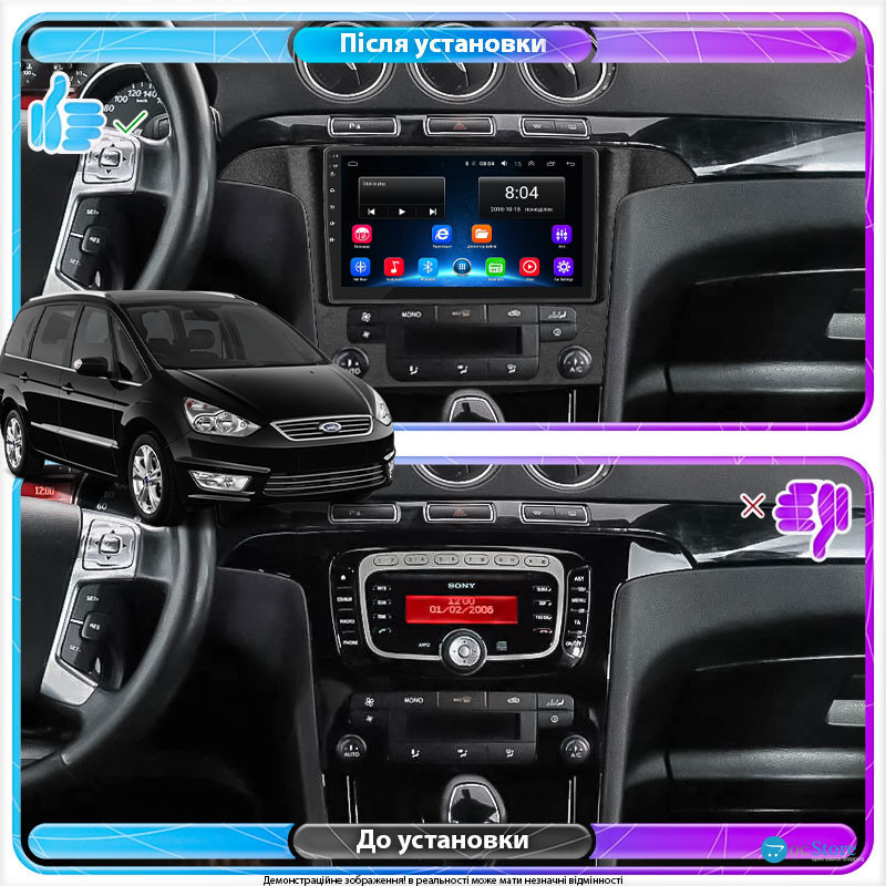 Штатная магнитола Lesko для Ford Galaxy II Рестайлинг 2010-2015 экран 9" 2/32Gb Wi-Fi GPS Base