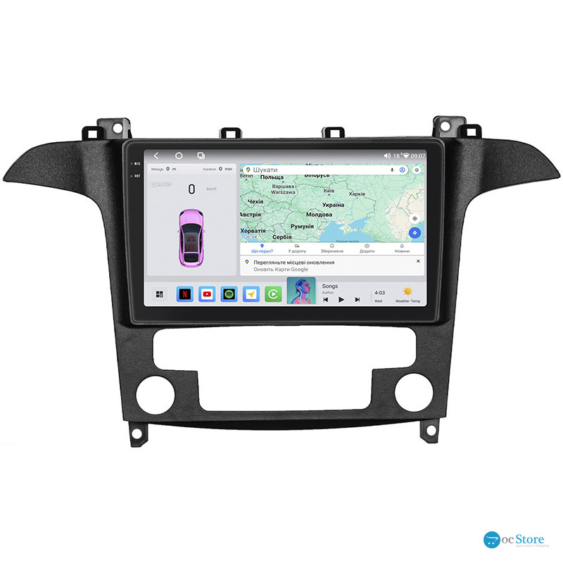 Штатная магнитола Lesko для Ford Galaxy II Рестайлинг 2010-2015 экран 9" 4/64 QLED CarPlay 4G Wi-Fi GPS 360 Prime