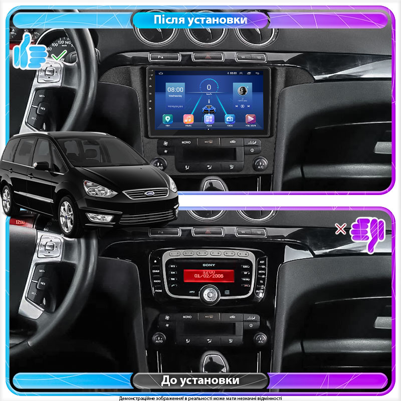 Штатная магнитола Lesko для Ford Galaxy II Рестайлинг 2010-2015 экран 9" 4/64Gb 4G Wi-Fi GPS Top