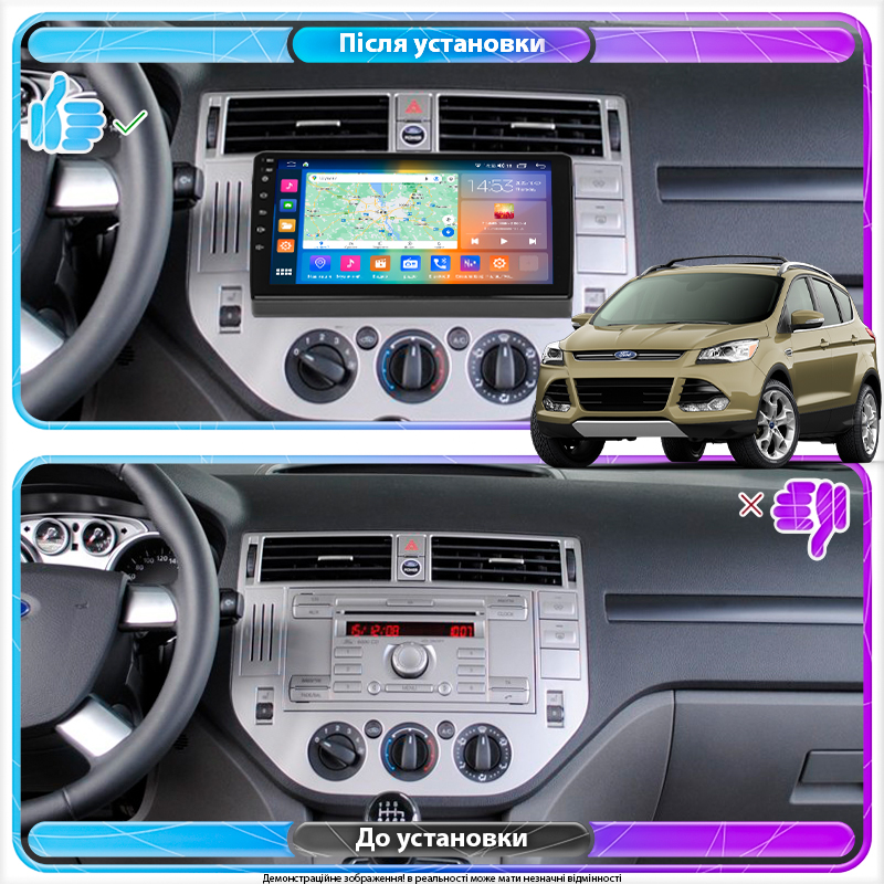Штатная магнитола Lesko для Ford Kuga I 2008-2013 экран 9" 4/64Gb CarPlay 4G Wi-Fi GPS Prime