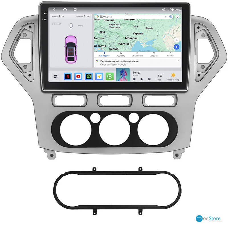 Штатная магнитола Lesko для Ford Mondeo IV 2006-2010 экран 10" 4/64 QLED CarPlay 4G Wi-Fi GPS 360 Prime
