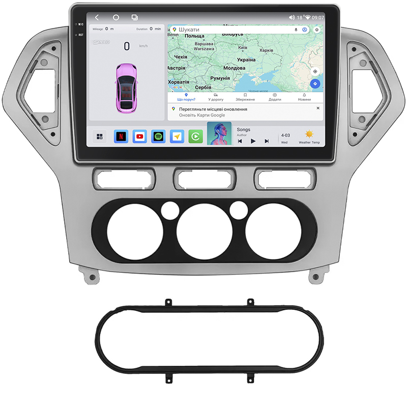 Штатная магнитола Lesko для Ford Mondeo IV 2006-2010 экран 10" 4/64 QLED CarPlay 4G Wi-Fi GPS 360 Prime