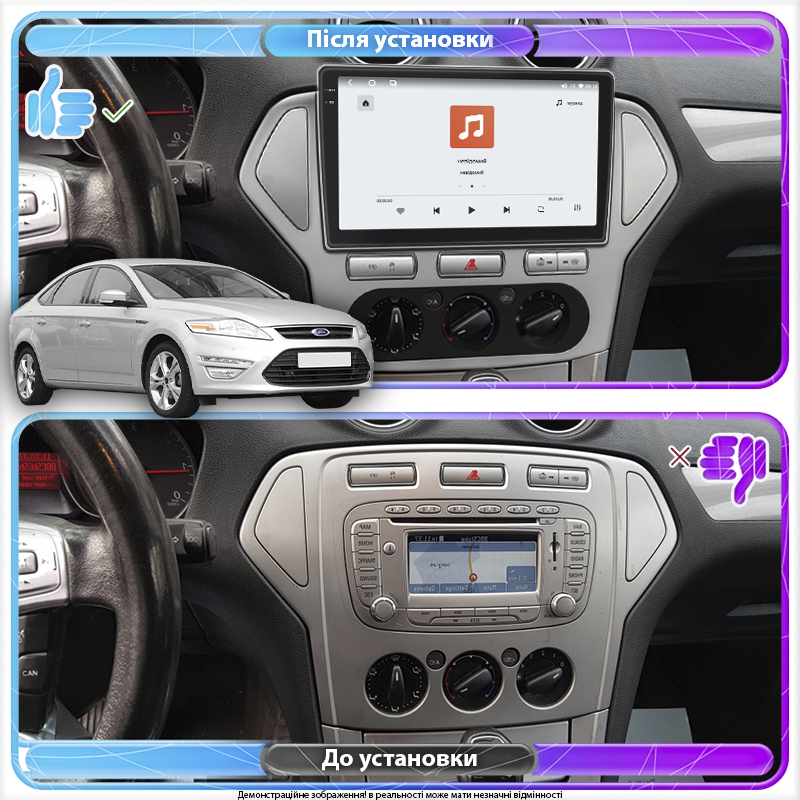 Штатная магнитола Lesko для Ford Mondeo IV 2006-2010 экран 10" 4/64 QLED CarPlay 4G Wi-Fi GPS 360 Prime