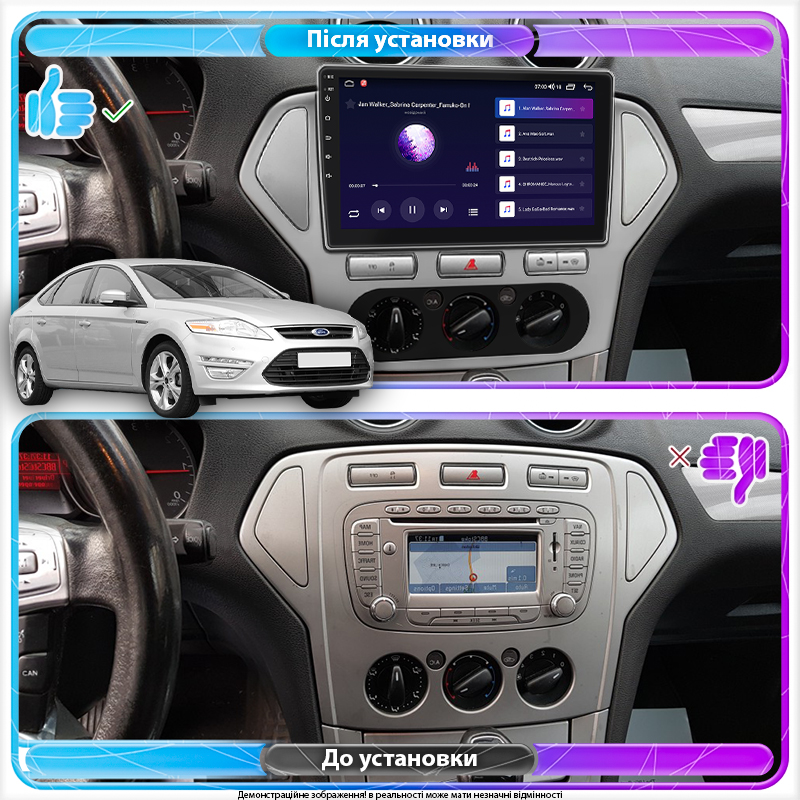Штатная магнитола Lesko для Ford Mondeo IV 2006-2010 экран 10" 4/64Gb 4G Wi-Fi GPS Top