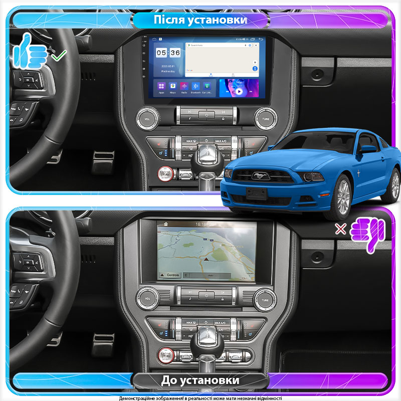 Штатная магнитола Lesko для Ford Mustang VI 2014-2017 экран 9" 2/32Gb CarPlay 4G Wi-Fi GPS Prime