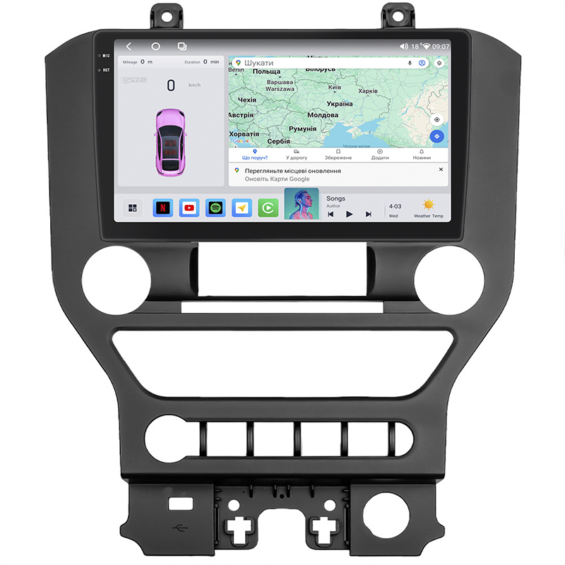 Штатная магнитола Lesko для Ford Mustang VI 2014-2017 экран 9" 4/64 QLED CarPlay 4G Wi-Fi GPS 360 Prime