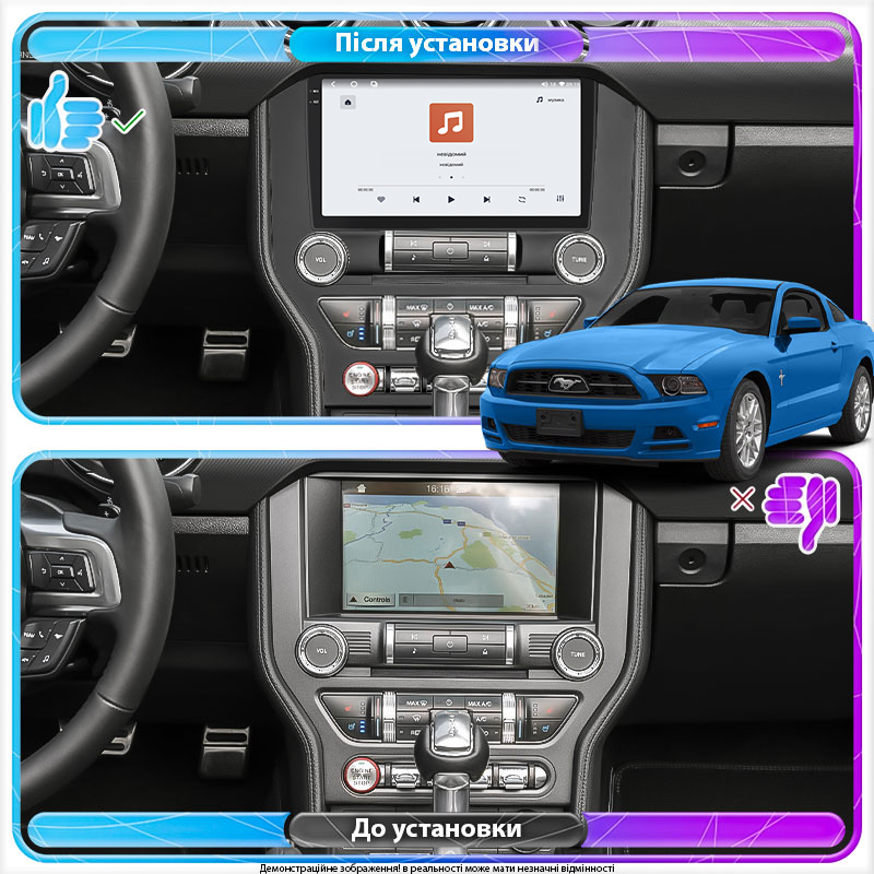 Штатная магнитола Lesko для Ford Mustang VI 2014-2017 экран 9" 4/64 QLED CarPlay 4G Wi-Fi GPS 360 Prime