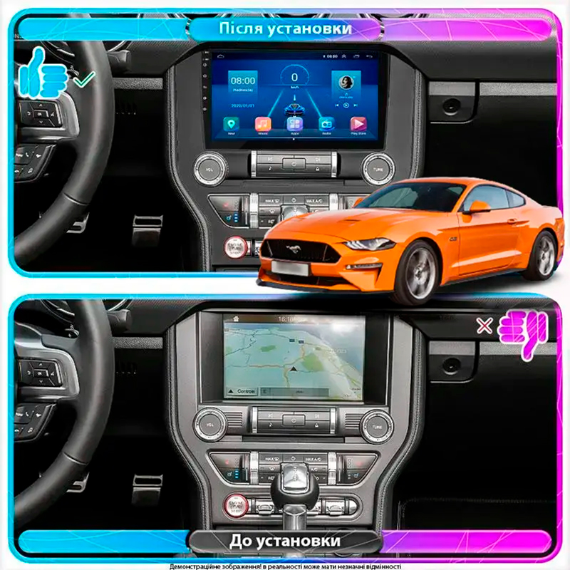 Штатная магнитола Lesko для Ford Mustang VI Рестайлинг 2017-н.в. экран 9" 4/64Gb CarPlay 4G Wi-Fi GPS Prime