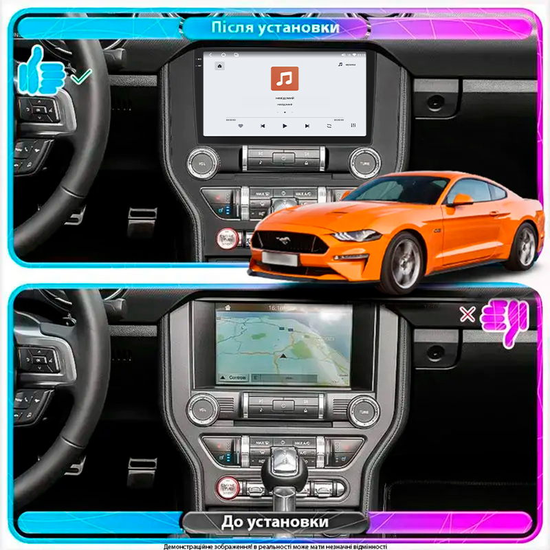 Штатная магнитола Lesko для Ford Mustang VI Рестайлинг 2017-н.в. экран 9" 4/64 QLED CarPlay 4G Wi-Fi GPS 360 Prime