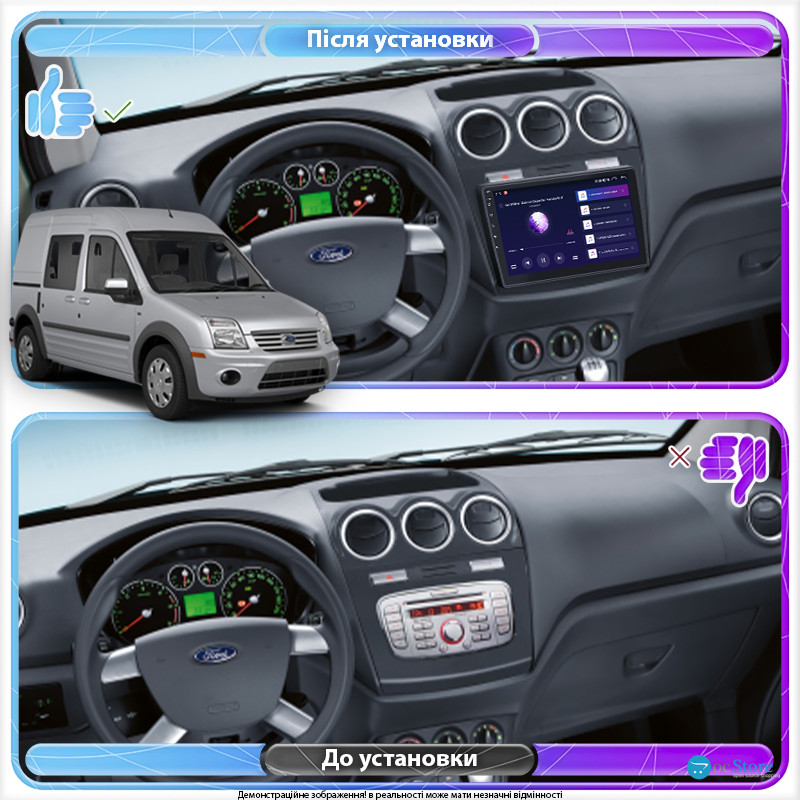 Штатная магнитола Lesko для Ford Tourneo Connect I Рестайлинг 2009-2013 экран 9" 2/32Gb CarPlay 4G Wi-Fi GPS Prime