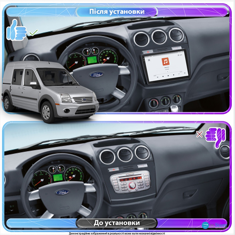 Штатная магнитола Lesko для Ford Tourneo Connect I Рестайлинг 2009-2013 экран 9" 4/64 QLED CarPlay 4G Wi-Fi GPS 360 Prime