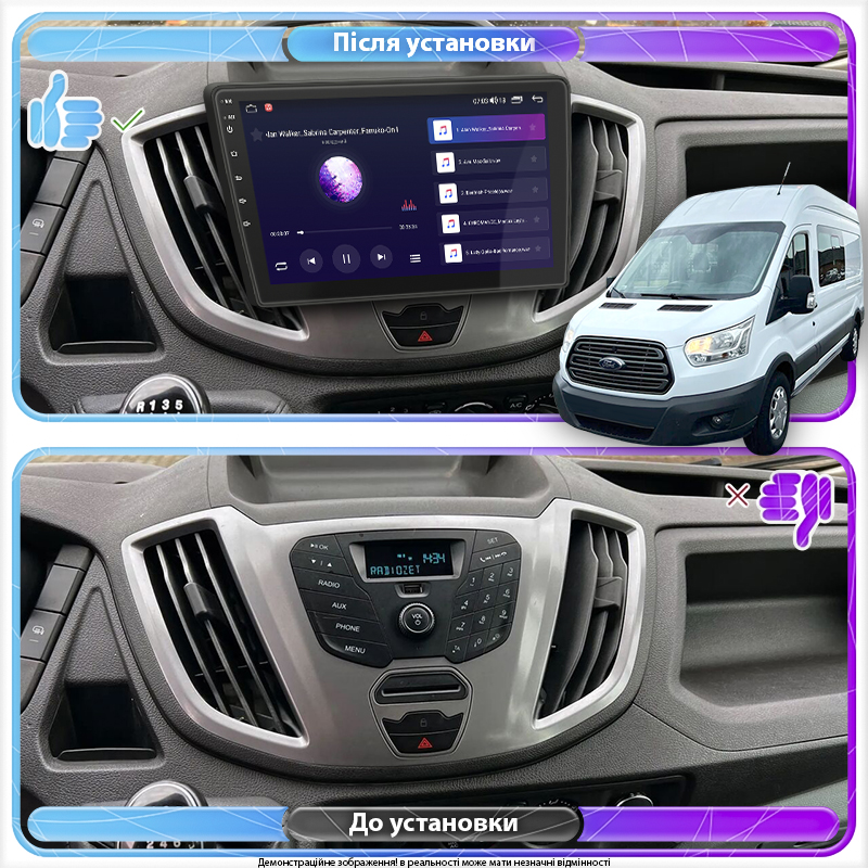 Штатная магнитола Lesko для Ford Tourneo Connect II 2012-2018 экран 9" 2/32Gb Wi-Fi GPS Base