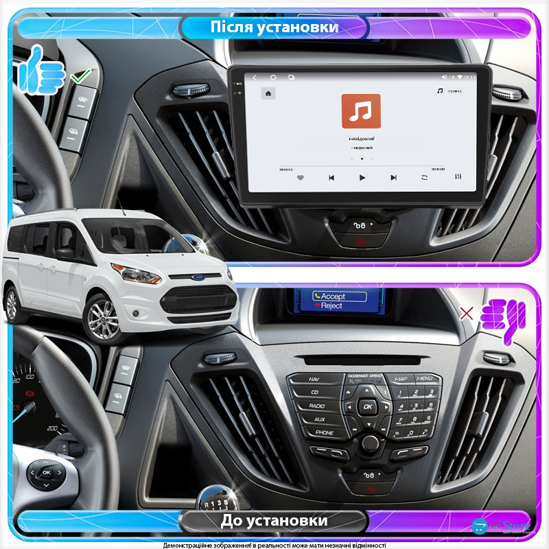 Штатная магнитола Lesko для Ford Tourneo Custom I 2012-2018 экран 9" 4/64 QLED CarPlay 4G Wi-Fi GPS 360 Prime