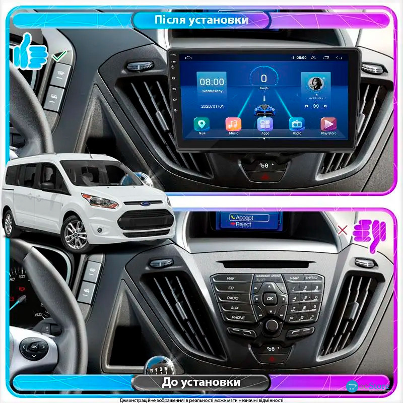 Штатная магнитола Lesko для Ford Tourneo Custom I 2012-2018 экран 9" 6/128Gb 4G Wi-Fi GPS Top