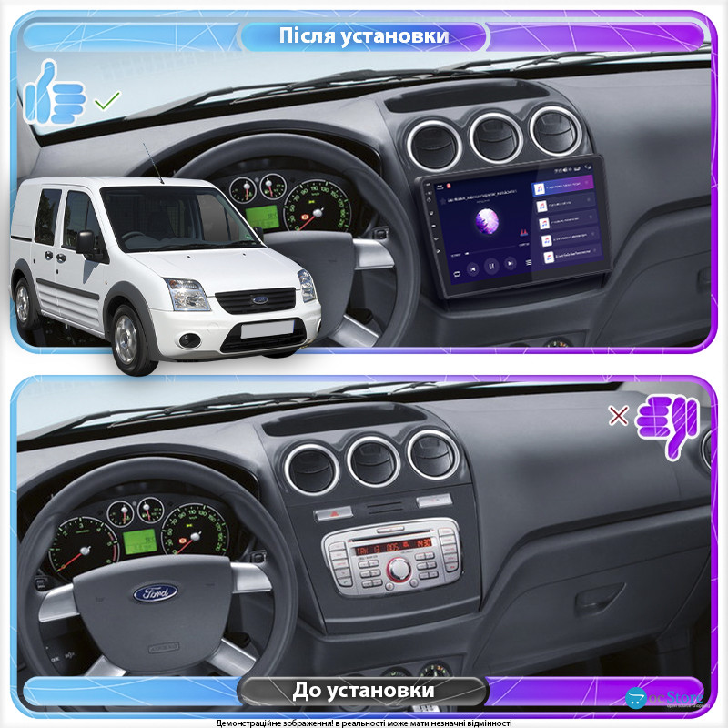 Штатная магнитола Lesko для Ford Transit Connect I Рестайлинг 2009-н.в. экран 9" 2/32Gb CarPlay 4G Wi-Fi GPS Prime