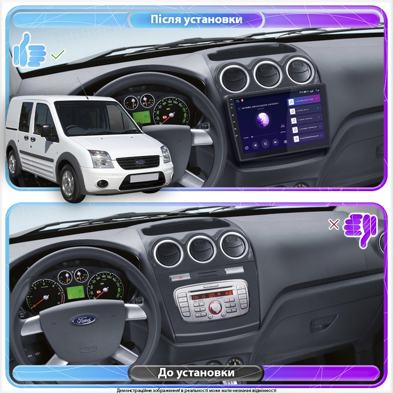 Штатная магнитола Lesko для Ford Transit Connect I Рестайлинг 2009-н.в. экран 9" 2/32Gb 4G Wi-Fi GPS Top