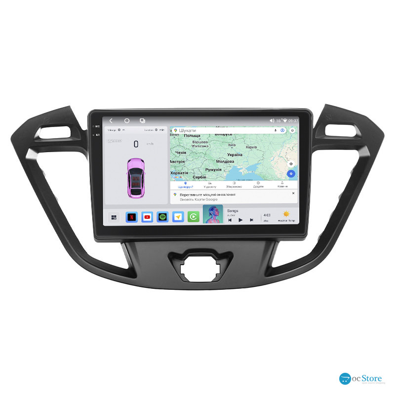 Штатная магнитола Lesko для Ford Transit Connect II 2012-2018 экран 9" 4/64 QLED CarPlay 4G Wi-Fi GPS 360 Prime