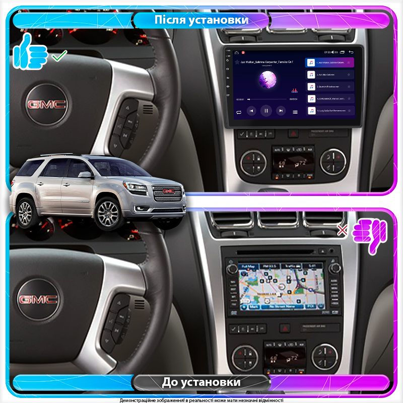 Штатная магнитола Lesko для GMC Acadia I 2006-2013 экран 10" 2/32Gb Wi-Fi GPS Base