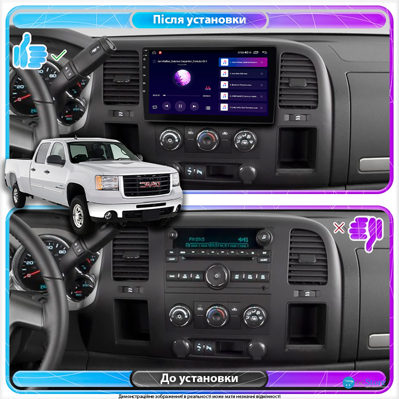 Штатная магнитола Lesko для GMC Sierra II (GMT900) 2006-2014 экран 10" 1/16Gb Wi-Fi GPS Base