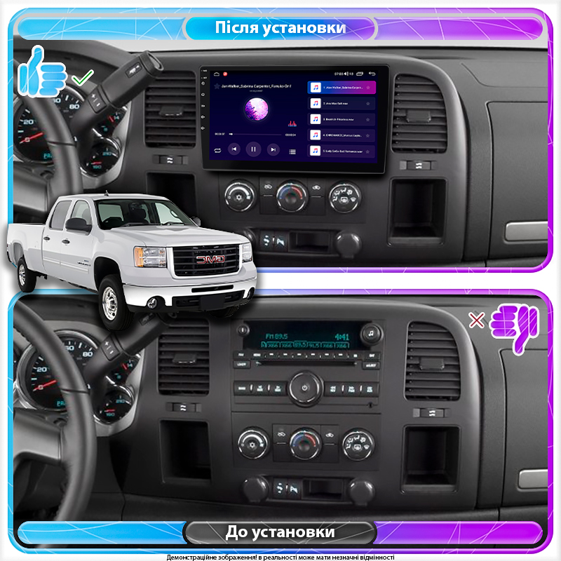 Штатная магнитола Lesko для GMC Sierra II (GMT900) 2006-2014 экран 10" 2/32Gb CarPlay 4G Wi-Fi GPS Prime
