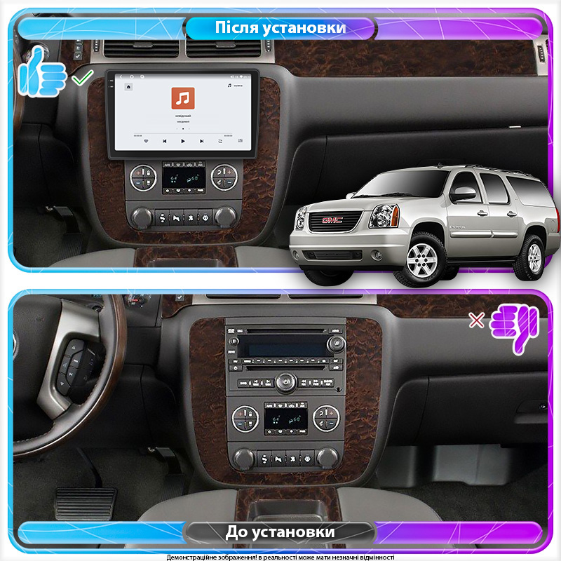 Штатная магнитола Lesko для GMC Yukon III (GMT900) 2006-2014 экран 10" 4/64 QLED CarPlay 4G Wi-Fi GPS 360 Prime