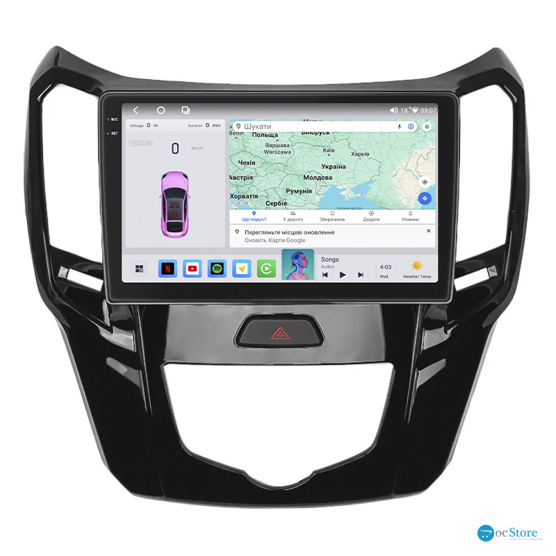 Штатная магнитола Lesko для Great Wall Hover M4  2012-2017 экран 9" 4/64 QLED CarPlay 4G Wi-Fi GPS 360 Prime