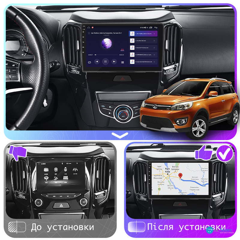 Штатная магнитола Lesko для Great Wall Hover M4  2012-2017 экран 9" 2/32Gb 4G Wi-Fi GPS Top