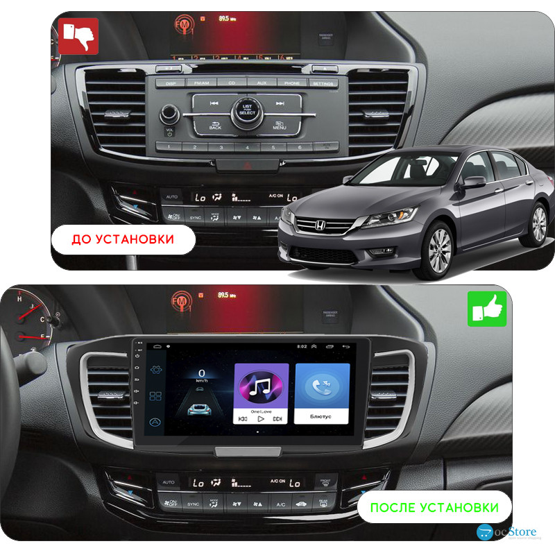Штатная магнитола Lesko для Honda Accord IX Рестайлинг 2015-2019 экран 10" 1/16Gb Wi-Fi GPS Base