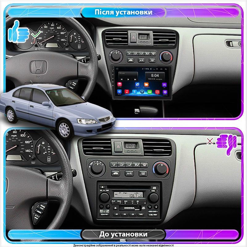 Штатная магнитола Lesko для Honda Accord VI 1997-2002 экран 9" 2/32Gb Wi-Fi GPS Base