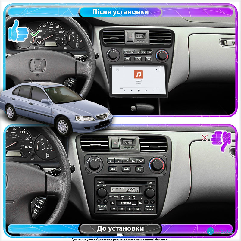 Штатная магнитола Lesko для Honda Accord VI 1997-2002 экран 9" 4/64 QLED CarPlay 4G Wi-Fi GPS 360 Prime