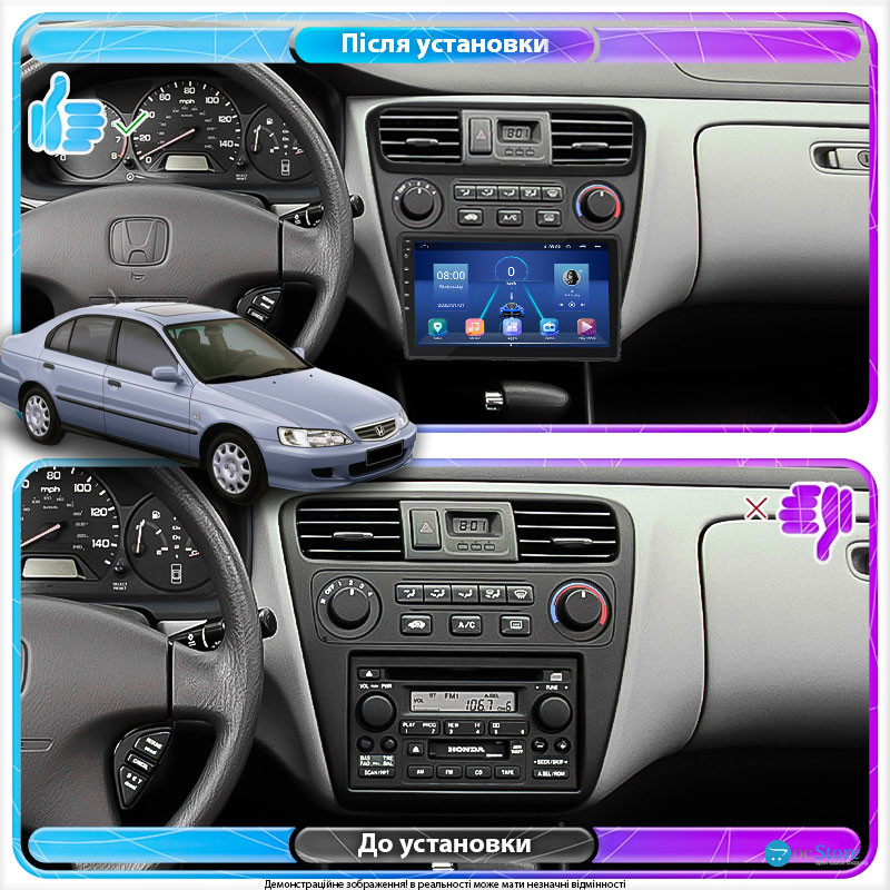 Штатная магнитола Lesko для Honda Accord VI 1997-2002 экран 9" 4/64Gb 4G Wi-Fi GPS Top